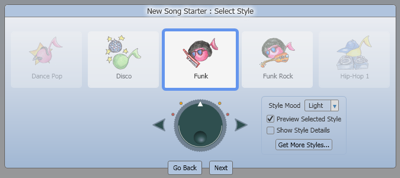 Step 1 - choose your song style, but avoid the dial